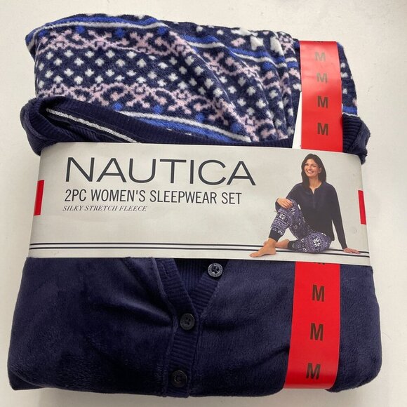NEW Nautica Womens M Silky Stretch Fleece Sleepwear Set - 2 Pcs - Picture 2 of 6
